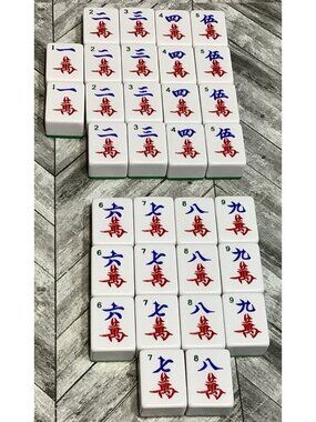 32 Mah Jong Tile Set Partial Replacement Lot With Green Backs Cracked Tiles C